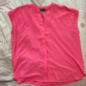 Eloquii Notch Collar blouse. Vibrant pink work or weekend top.